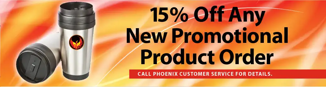 15 percent off any new promotional product order