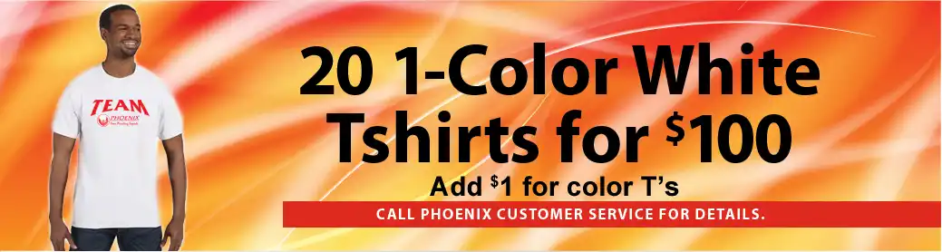 20 1-color white tshirts for $100